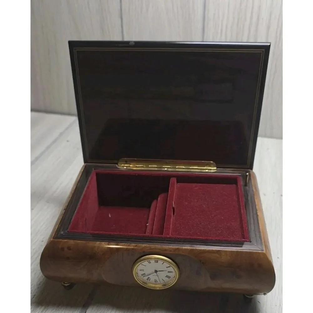 Vtg Floral Inlaid Music Box Romance Swiss Edelweiss R Rogers 6307 Jewelry